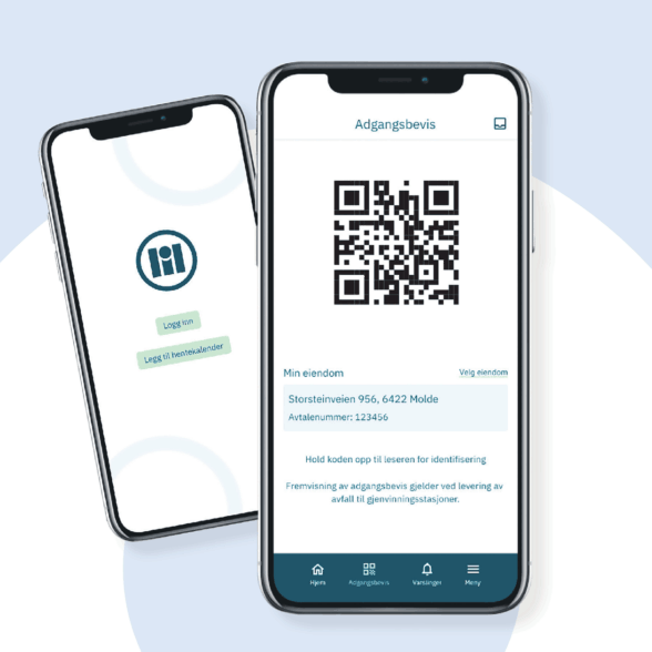 Telefon med illustrasjon av adgangsbevis på skjermen